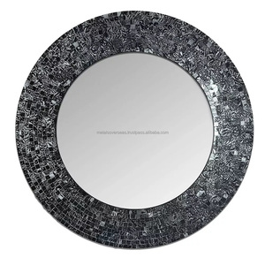 Miroir mural en MDF naturel fait à la main de qualité supérieure 6mm d'épaisseur avec détails en nacre pour décor de cadre en bois de salle de bain de chambre à coucher - Product Image 1