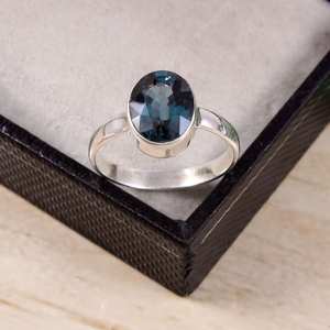 Anillo de Turmalina Paraiba, Gema Azul Verde, Plata de Ley 925, Chapado en Oro de 14K, Hecho a Mano, Regalo de Compromiso - Product Image 3