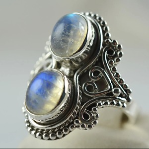 Blue Fire Rainbow Moonstone <b>Ring</b> 925 Sterling <b>Silver</b> Handmade <b>Statement</b> Promise <b>Ring</b> for Women Boho Oval June Birthstone Jewelry - Product Image 5