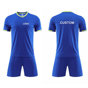 Ensemble de maillots de football personnalisés pour hommes, noirs, col en V, manches courtes, évacuation de l'humidité, uniforme sublimé, adulte, toutes saisons - Product Image 4