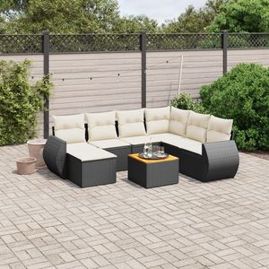 Black Garden <b>Sofa</b> Set <b>Rattan</b> Outdoor Furniture 6 Seater Weather Resistant Contemporary Design - Product Image 3