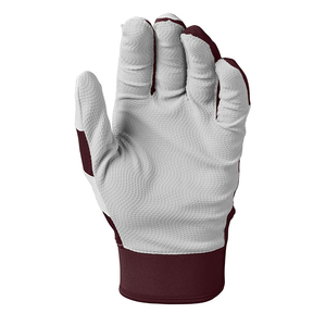 CLASSICAL TRENDS Maroon White Batting <b>Gloves</b> Microfiber Fabric Breathable Pull Hook Loop Closure Woven <b>Knit</b> Unisex Adult - Product Image 4