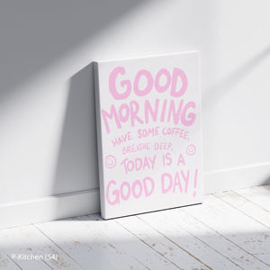 Impresión en lienzo para cocina, póster tipográfico con cita positiva sobre café matutino, decoración minimalista para pared de cafetería - Product Image 2