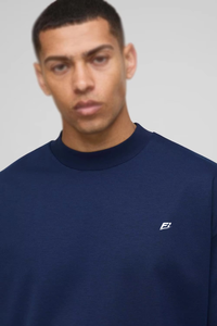 Camisetas Personalizadas Extra Grandes de Corte Cuadrado para Hombre, Color Azul Marino, Algodón Grueso, Manga Corta, Cuello Redondo, Estilo Urbano, Lisas para Impresión o Bordado - Product Image 2
