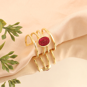 Anillo de Piedras Semipreciosas Chapado en Oro de 18k, Labradorita Natural sin Cortar, Cuarzo Rosa, Amatista, Anillo Ajustable Unisex - Product Image 5