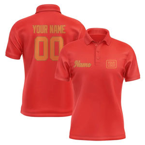 Camisetas Polo Personalizadas en Rojo Anaranjado, con Nombre, Nombre del Equipo, Logotipo y Número Personalizados, Uniformes de Equipo, Camisetas Holgadas para Dardos, Bolos y Billar - Product Image 3