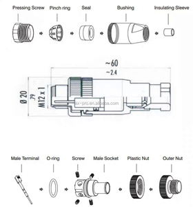 M8 M12 M16 M23 hàn liên hệ vít khó<span class=keywords><strong>a</strong></span> nam nữ hàng không Cáp tròn nối IP67 đánh giá CE cho chứng nhận - Product Image 3