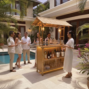 Elegante Bar Tiki de Bambú, Pérgola, Gazebo o Pabellón para Entretenimiento al Aire Libre, Fabricante - Product Image 2