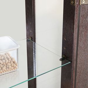 Vitrine moderne à 2 portes avec panneau arrière en verre trempé miroir, étagères réglables et éclairage intégré - Product Image 5