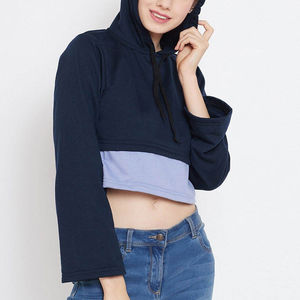 Sudadera Corta con Capucha para Mujer, Manga Larga, Estilo Casual Urbano, Mezcla de Algodón Suave, Sudadera Corta a la Moda - Product Image 2