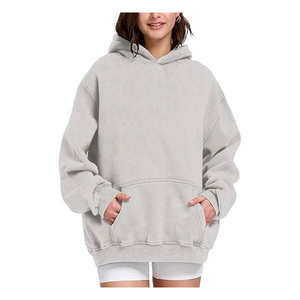 Sudadera con Capucha Oversize Personalizada de Poliéster y Algodón con Lavado Ácido, Tejido French Terry de Alto Gramaje, Estilo Vintage, Unisex, Streetwear, Invierno, Color Stone - Product Image 2