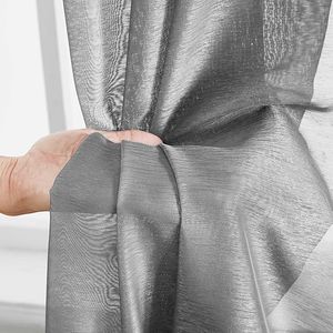 Set di 2 Pannelli per Tende in Voile Semi-Trasparente 137 cm L x 213 cm L con Occhielli, Grigio Antracite, per Camera da Letto e Soggiorno - Product Image 6