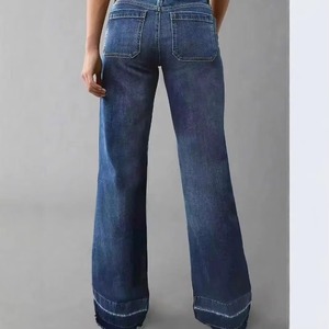 Hot New Women's Straight Loose Joker <b>Jeans</b> Breathable Women's <b>Jeans</b> Waist Logo <b>Jeans</b> Straight Style Women's Pants - Product Image 3