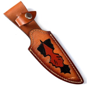 Funda de cuero pintada a mano de alta calidad, hecha en fábrica, para cuchillos de hoja fija. - Product Image 1