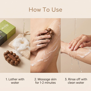 Savon de massage aux graines de thé SPA 100g |   Bâton de gommage 3D double face pour massage anti-cellulite et exfoliation douce |   Nettoyage en profondeur naturel S - Product Image 6