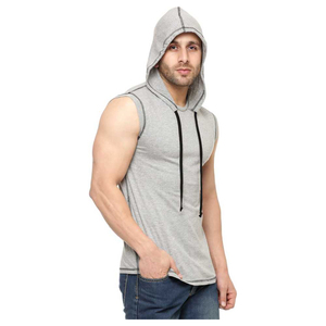 เสื้อกล้ามมีฮู้ดออกกำลังกายสำหรับผู้ชาย รุ่นคัสตอม ทรงเข้ารูปสำหรับฤดูใบไม้ร่วง เหมาะสำหรับการเพาะกาย ผลิตจากผ้าสแปนเด็กซ์/โพลีเอสเตอร์ ระบายอากาศได้ดี - Product Image 3