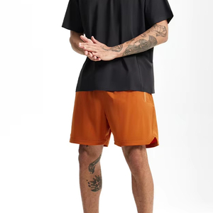 Shorts de bain décontractés pour hommes, jaunes unis, à séchage rapide, taille élastique, taille mi-haute, en polyester/coton - Product Image 4