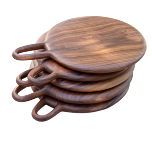 Planche à servir ronde en bois d'acacia naturel de qualité supérieure avec poignée, planche à découper pour pizza en bois pour cuisine et restaurant, en solde - Product Image 3