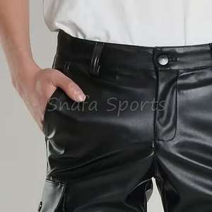 กางเกงขาสั้นหนังแท้สไตล์คลับแวร์ คุณภาพสูงสำหรับผู้ชาย กางเกงขาสั้นหนังสำหรับฤดูร้อนและฤดูใบไม้ร่วง แบบเรียบย้อมสีสำหรับผู้ใหญ่ สามารถสั่งทำได้ - Product Image 6