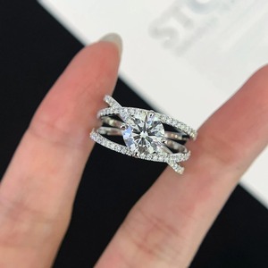 Round 2.00tcw Lab Diamond <b>Ring</b> Triple Wave Band with VVS Clarity & IGI Certified from <b>Indian</b> Supplier & Manufacturer - Product Image 2