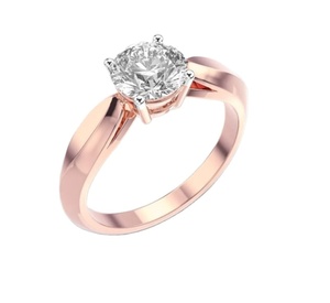 Anillo de diamantes de laboratorio de oro de 14 quilates al por mayor, joyería de origen ético de corte brillante redondo de 1 quilate para venta al por menor y comercio electrónico - Product Image 1