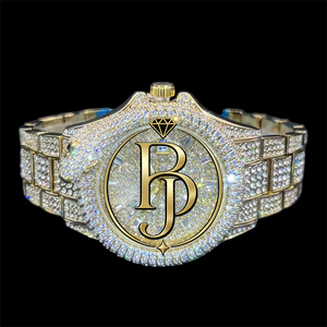 Montre analogique de luxe pour homme BRIVA JEWELS, plaquée or, sertie de diamants, modèle King Cobra, 42 mm, mouvement Shanghai, étanche 3 ATM, calendrier - Product Image 5