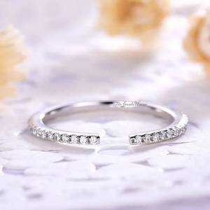 <b>Open</b> Wedding Band Women Moissanite Wedding Band Space Wedding Band Matching Band <b>Open</b> Spacer <b>Ring</b> <b>Open</b> White 925 Sterling <b>Ring</b> - Product Image 2