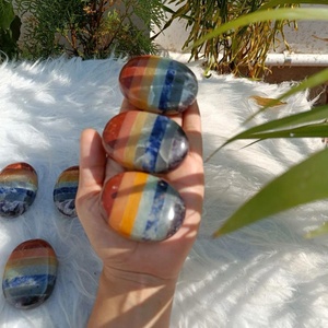 Piedra de Palma de siete chakras de alta calidad para energía curativa y decoración del hogar Reiki Healing Chakra Palm Stone cristales de energía - Product Image 4