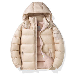 Men's Black Hooded Puffer <b>Jacket</b> Solid Color Windproof Zipper Closure Casual Winter Wear Stand Collar Regular <b>Fit</b> - Product Image 4
