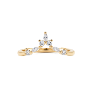 แหวนเพชรทรงมาร์คีส์และทรงกลมที่เพาะเลี้ยงในห้องปฏิบัติการ ทองคำแท้ 14K แหวนสัญญาแบบฝังเพชรทรงกรงเล็บ แหวนแต่งงานดีไซน์เรียบหรู แหวนโค้งมินิมอล - Product Image 1
