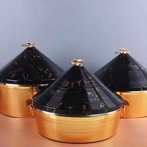 Plat de service conique de luxe en acier inoxydable avec base tressée pour buffet, chauffe-plats, pot de service pour traiteur, hôtel, restaurant, table - Product Image 2