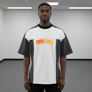 Camisetas de Verano para Hombre, 100% Algodón, Estilo Casual, Personalizadas con Logotipo Serigrafiado, 2 Tonos, Corte Holgado, Hombros Caídos, OEM/ODM - Product Image 1