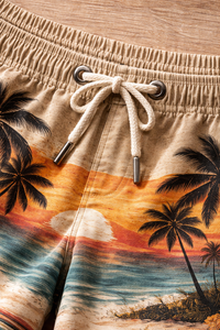 Shorts de Baño Tropicales Vintage para Hombre – Shorts de Secado Rápido con Estampado de Palmeras de Sunset Beach - Product Image 6
