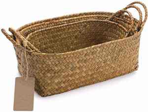 Best Choice Water Hyacinth Eco-Friendly Multifunction Storage <b>Basket</b> Handwoven Natural Handles <b>Foldable</b> for Kitchenware Tree - Product Image 6