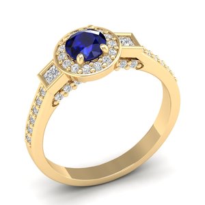 Anillo REYES Exquisito de Plata de Ley 925 con Moissanita de Corte Redondo de 0.5 Quilates y Zafiro Azul, Regalo de Boda, Joyería Fina - Product Image 5