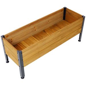 Rectangular Wooden Raised Garden Planter <b>Box</b> for Outdoor Plants Elevated Herbs Vegetables & <b>Flowers</b> Great for Patios - Product Image 3