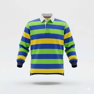 Maillot de rugby personnalisé respirant imprimé à manches longues pour hommes, chemises rayées de grande densité - Product Image 5
