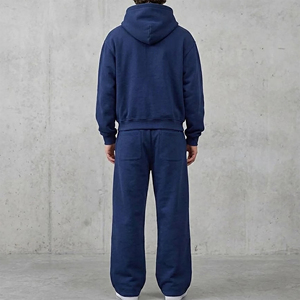 Ensemble de survêtement décontracté respirant et tendance : sweat à capuche zippé oversize et pantalon de jogging ample, couleur unie, sur mesure, vente en gros - Product Image 6