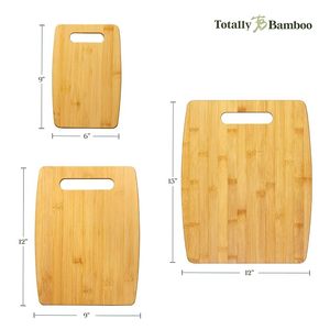 Ensemble de 3 planches à découper en bambou naturel avec poignée, planches à découper en bois pour la préparation et le service des aliments en cuisine - Product Image 6