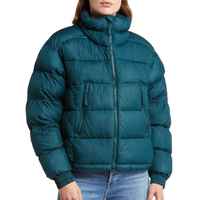Blouson matelassé oversize pour femme, à capuche, chaud, respirant, léger, zippé, décontracté, pour l'extérieur, motif losanges