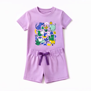 Ensemble T-shirt et short en coton pour enfants, léger, respirant, confortable pour l'été, vêtements sur mesure, vente en gros - Product Image 1
