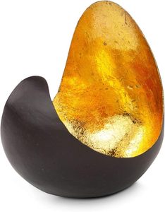 Porte-bougie abstrait pour table, extérieur noir, intérieur doré, décoration moderne, support pour bougie chauffe-plat, éclairage d'ambiance, accent décoratif pour la maison, élégant - Product Image 2