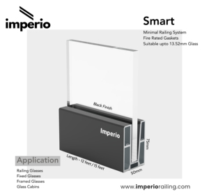 Système de railings Imperio Smart Base C75 en aluminium noir/argent/champagne et finition bois - Product Image 6