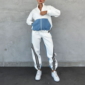 OEM Autumn Two-Piece Sports Suit Loose Casual Wide Leg Sweat Pant with Zipper Decoration <b>Jacket</b> tracksuit for <b>women</b> - Product Image 3