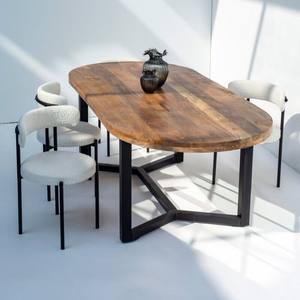 Mesa de Comedor Ovalada Vandana Zentrix Vertex de Madera de Mango con Diseño Contemporáneo Hecho a Mano - Product Image 1