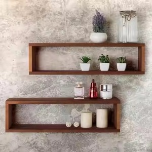 Customized Minimalist <b>Wall</b> Mounted Wooden <b>Shelf</b> With Black Iron Frame Three Tier Design For Living Room Plant Display Shelve - Product Image 4