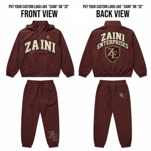 Ensemble coupe-vent d'hiver pour homme ZAINI, en polyester/nylon tricoté 300g de qualité supérieure, avec capuche, décontracté, avec patch en chenille personnalisé et broderie 3D - Product Image 1