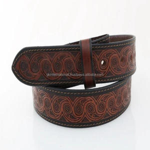เข็มขัดหนังแฟชั่นสไตล์ตะวันตกสำหรับผู้ชายสลักด้วยมือและเครื่องประดับดีไซน์ตามสั่ง - Product Image 5
