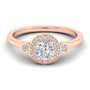 Anillos de compromiso de moissanita de 0.66 quilates con corte redondo de lujo REYES para mujer, clásicos de oro macizo de 14K, regalo de compromiso, joyería fina - Product Image 1