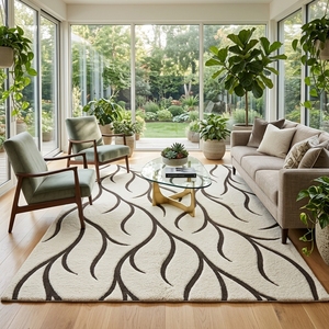 Tapis en laine tufté fait main à boucles hautes et basses, abstrait, antidérapant, moderne, sur mesure, prix d'usine en gros - Product Image 6